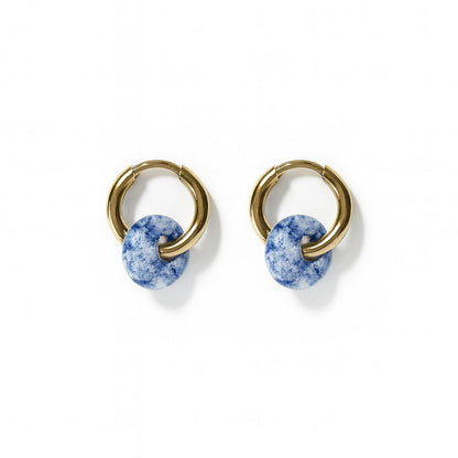 18K Gold & Deep Blue Onyx Earrings