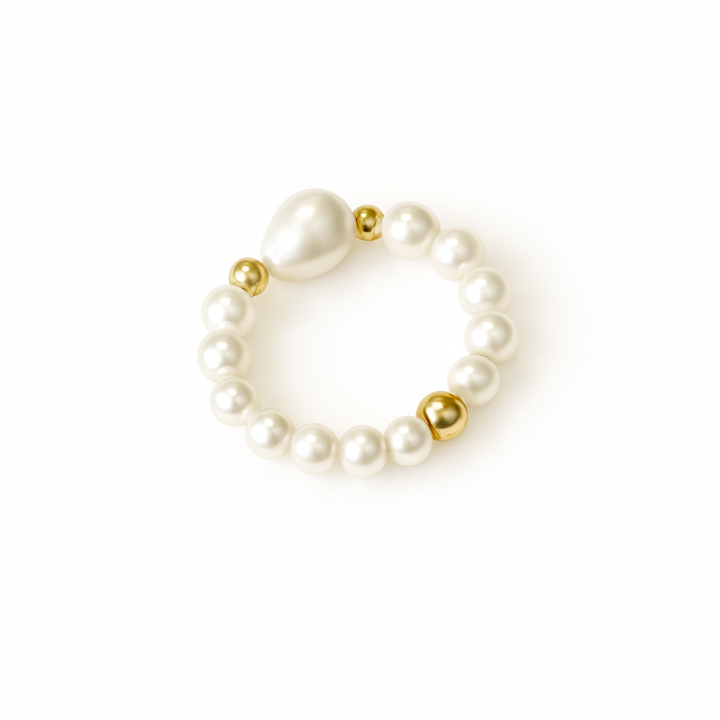18K Gold Pearl Pendant Ring
