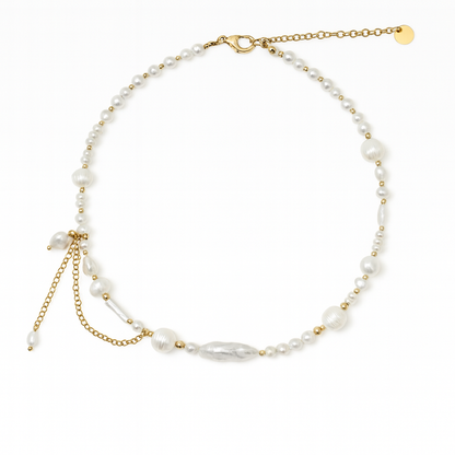 18K Gold Freshwater Pearl Baroque Chain Necklace