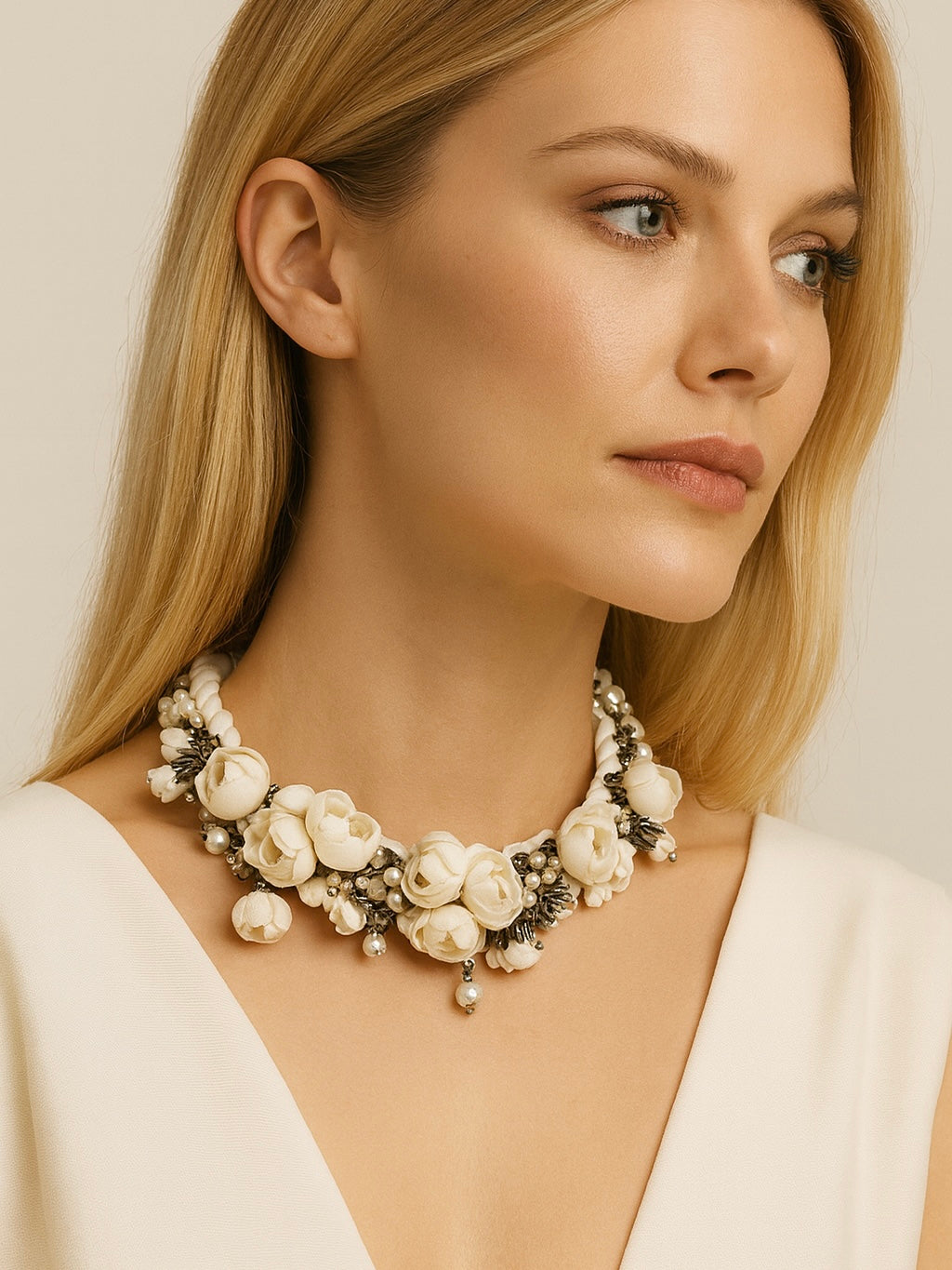 Anna Necklace, Creme